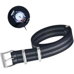 INF Bracelet de montre en nylon pour Omega Seamaster, Speedmaster et Planet Ocean Noir + Gris 20 mm