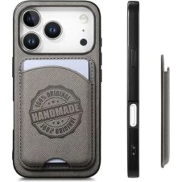 INF Étui Gris en Cuir PU avec Support de Carte Magnétique Compatible avec iPhone 17 Pro Max