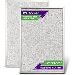 INF Lot de 2 filtre à graisse pour hotte compatible avec Whirlpool - Aluminium avec charbon actif, convient aux W11177751