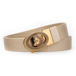 INF Ceinture élastique à tête de loup embossée avec boucle automatique - queue découpée au laser et surpiqûres améliorées, Kaki