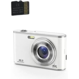 INF Appareil photo numérique 4K 48MP Webcam zoom 16x avec carte mémoire de 32 Go Argent