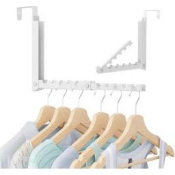 INF Porte-manteau pliable double - Porte-manteau de porte pliable en métal blanc à 10 crochets, organisateur portable et peu