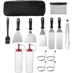 INF Ensemble de spatules à gril de 14 pièces en acier inoxydable
