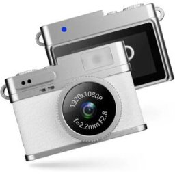 INF Mini caméra lumineuse rétro avec enregistrement HD 1080P et écran IPS Blanc