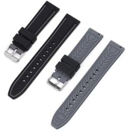 INF Bracelet en silicone souple pour Omega x Swatch MoonSwatch Noir + Gris