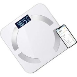 INF Pèse-personne intelligent rechargeable avec rétroéclairage LCD, Type-C 300mAH, Bluetooth 4.0+, précision 0.05kg, verre Blanc