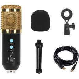 INF Microphone à Condensateur USB avec Contrôle du Volume et de la Réverbération, Réduction du Bruit et Interface de Monitoring