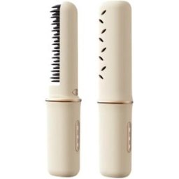 INF Brosse lissante sans fil portable avec écran LCD, USB rechargeable, 3 réglages de chaleur, batterie 18650 Kaki