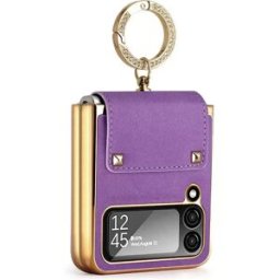 INF Étui de protection en cuir PC compatible avec Samsung Galaxy Z Flip3 avec béquille Violet