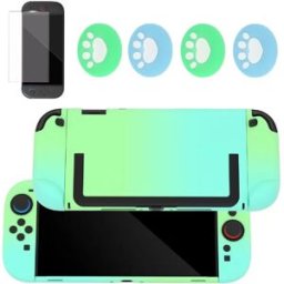 INF Kit de protection compatible avec Nintendo Switch 2 - Coque en silicone + PC vert dégradé, protecteur d'écran et capuchons
