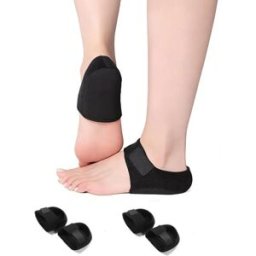 INF Coussins Talon en Gel Silicone Antichoc 2 Paires – Inserts Hydratants Profonds avec Velcro Ajustable S Le noir