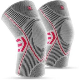 INF Genouillère de sport - Fine, très élastique, respirante et antidérapante pour ménisque, Gris, L/XL L