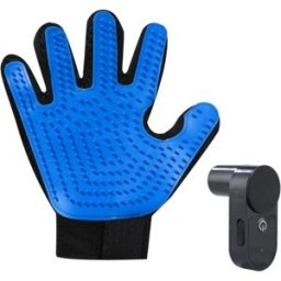 INF Gant de toilettage électrique pour animaux avec brumisateur - Fini les poils qui volent! Bleu