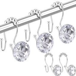 INF 12 anneaux de rideau de douche, crochets en cristal acrylique pour rideau