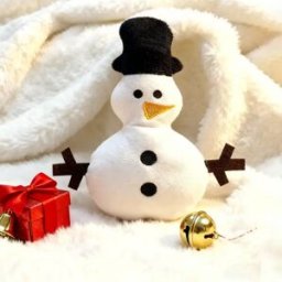 INF Jouet à mâcher pour chien en peluche Bonhomme de neige de Noël - Couineur, interactif et nettoyant les dents