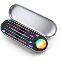 INF Ensemble 6 pièces cuillères pour e-liquide vape en acier inoxydable multicolore avec étui métallique