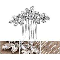 INF Peigne à cheveux de mariée argenté avec strass