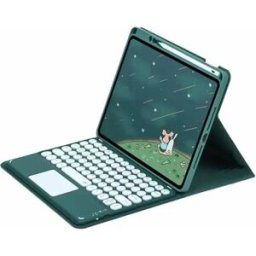 INF Étui Clavier Bluetooth Vert Foncé avec Touches Rondes et Pavé Tactile, Compatible avec iPad 10.2/10.5 (7/8/9 Gen, Air 3/Pro