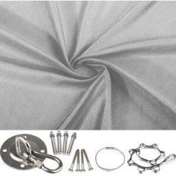 INF Ensemble Hamac de Yoga 280x150cm - Balançoire Aérienne pour Détente Intérieure & Extérieure Gris + Argent