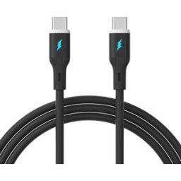 INF Câble USB-C vers USB-C 66W à Charge Rapide - Silicone, 100cm Le noir