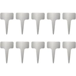 INF Lot de 10 étiquettes de plantes en acier inoxydable type T - Étiquettes de jardin réutilisables pour plantes en pot et Argent