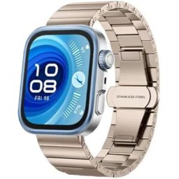 INF Bracelet en acier inoxydable style bambou compatible avec Huawei Watch Fit 4/Fit 4 Pro Or rose
