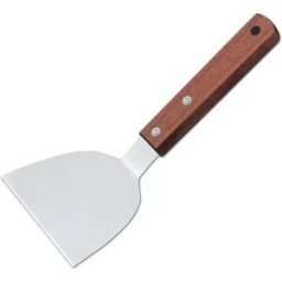 INF Spatule à Hamburger en Acier Inoxydable avec Manche en Bois - Idéale pour Plancha & Barbecue S