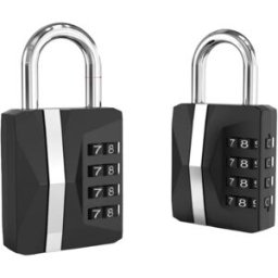 INF Cadenas à combinaison robuste à 4 chiffres en alliage de zinc pour la sécurité extérieure Le noir