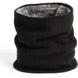 INF Cache-cou Épais Doublé Polaire Couleur Unie - Écharpe Thermique Élastique Tricotée d'Hiver Le noir