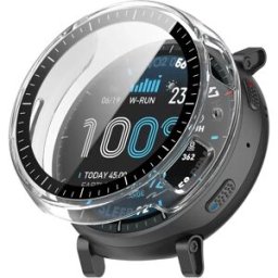 INF Coque de protection intégrée PC + verre trempé compatible avec Huami Amazfit Active Max - Protection écran et cadre Transparent