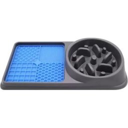 INF Tapis d'alimentation anti-dérapant pour animaux - Gamelle lente et set de table Le noir