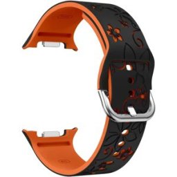 INF Bracelet en silicone gravé bicolore 22 mm compatible avec Samsung Galaxy Watch8 - Élégant et confortable Noir Orange