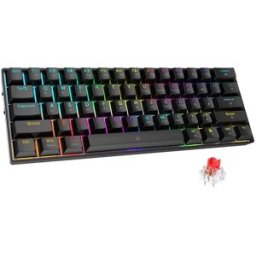 INF Clavier Mécanique RGB Noir 61 Touches - Bluetooth 3 Modes Rechargeable avec Switches Rouges