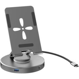 INF Station d'accueil USB-C 10-en-1 avec support de téléphone rotatif à 360° - Alliage d'aluminium