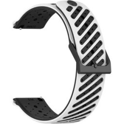 INF Bracelet de montre en silicone 22 mm avec trous inclinés compatible avec Suunto RACE2 et autres montres à interface 22 mm Blanc + Noir