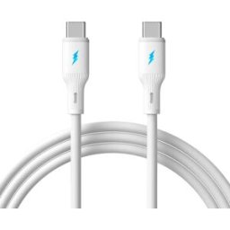 INF Câble USB-C vers USB-C 66W à Charge Rapide - Silicone, 100cm Blanc