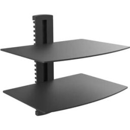 INF Étagère murale double en verre compatible avec PS5 - Support console en aluminium noir