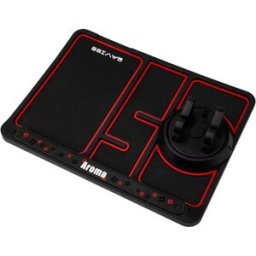 INF Tapis de tableau de bord anti-dérapant 4-en-1 avec support téléphone 360° rotatif, plaque de stationnement dissimulée, Noir rouge