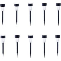 INF Lot de 10 Lampes Solaires LED pour Jardin - Éclairage Paysager en Plastique Noir
