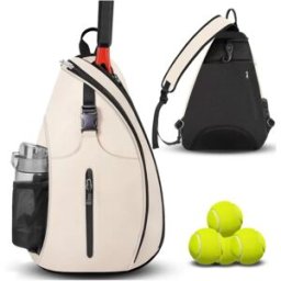 INF Sac de raquette de badminton imperméable, sac de tennis croisé à une épaule Beige