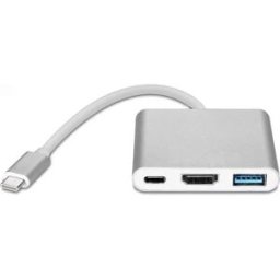 INF Adaptateur multiport USB-C vers USB, USB-C (USB PD), compatible HDMI 4K Argent
