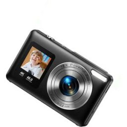 INF Appareil photo numérique à double écran IPS 2.4 inch + 1.3 inch, 4K 30fps, zoom numérique 18x, objectif 5MP AF Le noir