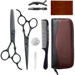 INF Ciseaux de coiffure professionnels compatibles with 9CR13 Stainless Steel, CNC Machined, ergonomiques noirs avec ciseaux