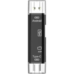 INF Lecteur de carte 3-en-1 : Compatibilité USB 2.0, Type-C, SD/TF