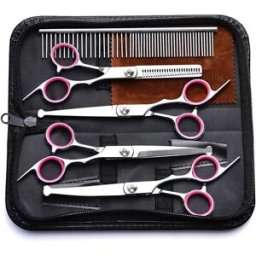 INF Ensemble de ciseaux de coiffure (7 pièces) Rose