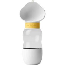 INF Bouteille d'eau et récipient à nourriture portables pour animaux, 350ml/200ml, Distributeur de voyage anti-fuite Blanc