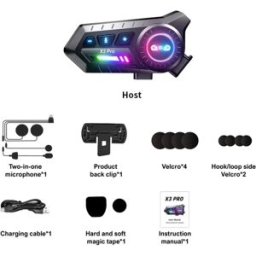 INF Écouteur Bluetooth pour casque moto étanche IP67 avec réduction de bruit PurePure, micro 2-en-1, Bluetooth 6.0 et LEDs RGB