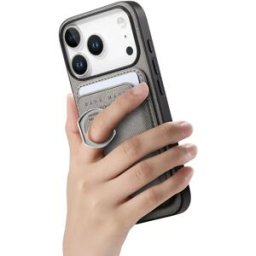 INF Étui Gris en Cuir PU Compatible avec iPhone 17 avec Porte-Carte Magnétique et Béquille Anneau