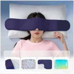 INF Masque de sommeil lesté - double-face velours et surface soie glacée, forme élargie couvrante, masque oculaire à effet de Bleu
