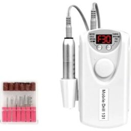 INF Lime à Ongles Électrique Rechargeable avec Pièce à Main en Aluminium et Ensemble de 6 Embouts en Alliage - Lime à Ongles Blanc